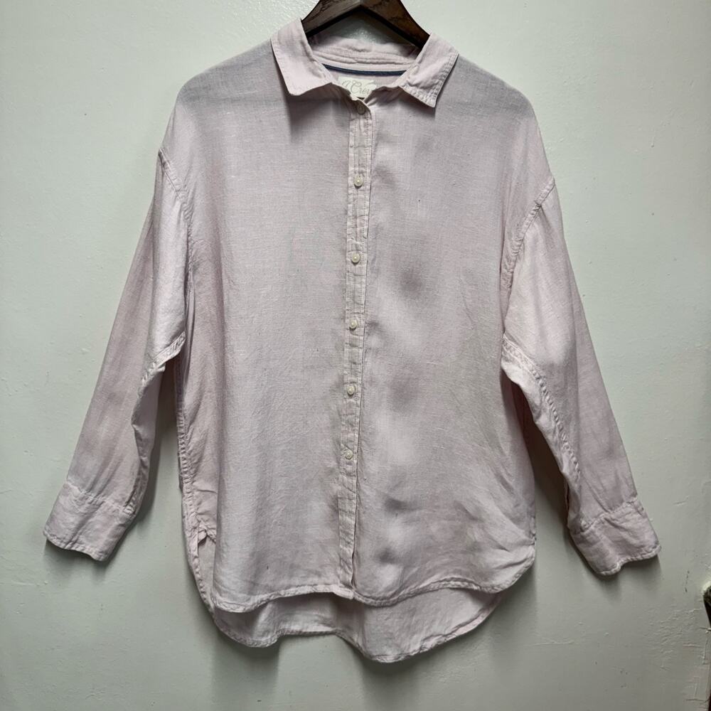 J.Crew Irish Linen Size 8 Blush Pink Relaxed Fit Top Old Money Minimalist